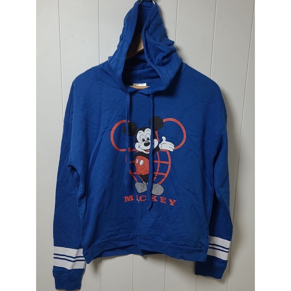 Disney Mickey Mouse Blue Hoodie Long Sleeve Pullover Women Size Large NWOT